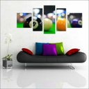 Ver imagem 1 de Quadro Decorativo Sinuca Bilhar Salas De Jogos Interiores Mosaico 5 Peças Com Moldura