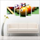 Ver imagem 4 de Quadro Decorativo Sinuca Bilhar Salas De Jogos Interiores Mosaico 5 Peças Com Moldura