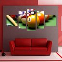 Ver imagem 1 de Quadro Decorativo Sinuca Bilhar Salas De Jogos Interiores Mosaico 5 Peças Com Moldura