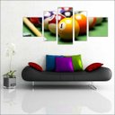 Ver imagem 2 de Quadro Decorativo Sinuca Bilhar Salas De Jogos Interiores Mosaico 5 Peças Com Moldura