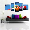 Ver imagem 3 de Quadro Decorativo Sinuca Bilhar Salas De Jogos Interiores Mosaico 5 Peças Com Moldura