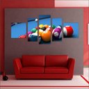 Ver imagem 4 de Quadro Decorativo Sinuca Bilhar Salas De Jogos Interiores Mosaico 5 Peças Com Moldura