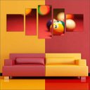 Ver imagem 2 de Quadro Decorativo Sinuca Bilhar Salas De Jogos Interiores Mosaico 5 Peças Com Moldura
