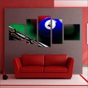 Ver imagem 5 de Quadro Decorativo Sinuca Bilhar Salas De Jogos Interiores Mosaico 5 Peças Com Moldura