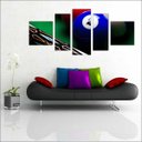 Ver imagem 4 de Quadro Decorativo Sinuca Bilhar Salas De Jogos Interiores Mosaico 5 Peças Com Moldura