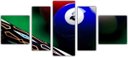 Ver imagem 1 de Quadro Decorativo Sinuca Bilhar Salas De Jogos Interiores Mosaico 5 Peças Com Moldura