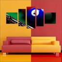 Ver imagem 3 de Quadro Decorativo Sinuca Bilhar Salas De Jogos Interiores Mosaico 5 Peças Com Moldura