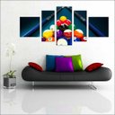 Ver imagem 4 de Quadro Decorativo Sinuca Bilhar Salas De Jogos Interiores Mosaico 5 Peças Com Moldura