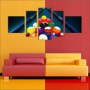 Ver imagem 5 de Quadro Decorativo Sinuca Bilhar Salas De Jogos Interiores Mosaico 5 Peças Com Moldura