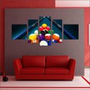 Ver imagem 2 de Quadro Decorativo Sinuca Bilhar Salas De Jogos Interiores Mosaico 5 Peças Com Moldura
