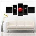 Ver imagem 3 de Quadro Decorativo Sinuca Bilhar Salas De Jogos Interiores Mosaico 5 Peças Com Moldura