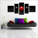 Ver imagem 1 de Quadro Decorativo Sinuca Bilhar Salas De Jogos Interiores Mosaico 5 Peças Com Moldura