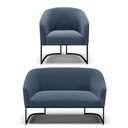 Ver imagem 1 de Sofá Namoradeira e Poltrona Base Industrial Preto Stella Suede D03 - D'Rossi Cor Azul Marinho