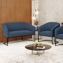 Ver mais imagens de Sofá Namoradeira e Poltrona Base Industrial Preto Stella Suede D03 - D'Rossi Cor Azul Marinho