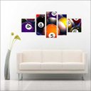 Ver imagem 3 de Quadro Decorativo Sinuca Bilhar Salas De Jogos Interiores Mosaico 5 Peças Com Moldura