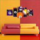 Ver imagem 4 de Quadro Decorativo Sinuca Bilhar Salas De Jogos Interiores Mosaico 5 Peças Com Moldura
