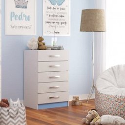 Cômoda para Quarto Infantil 5 Gavetas Maxi Branco/Azul - 1 Cômoda para Quarto Infantil 5 Gavetas Maxi Branco/Azul - 1