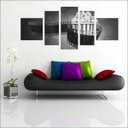 Ver imagem 1 de Quadro Decorativo Pipoca Filmes Cinema Salas Interiores Mosaico 5 Peças Com Moldura