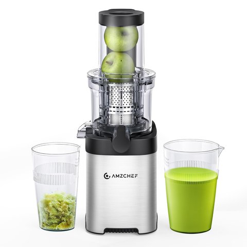 Amzchef Espremedor de Prensagem a Frio com Chute Largo para Frutas Inteiras (branco)