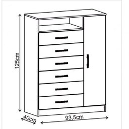 Cômoda Rack 1 Porta 6 Gavetas 1 Nicho Berlim Evidência Móveis - 3