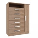 Ver imagem 2 de Cômoda Rack 1 Porta 6 Gavetas 1 Nicho Berlim Evidência Móveis