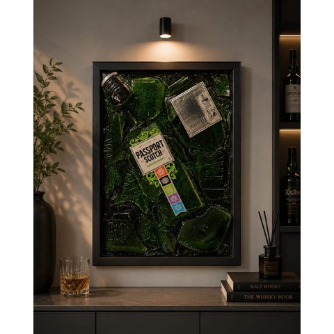 Quadro Decorativo em Resina e Garrafa