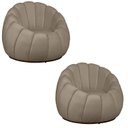 Ver imagem 1 de Kit 02 Poltrona Decorativa Concha Base Arco Giratória Veludo Cor:bege