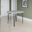 Ver imagem 1 de Mesa Jantar Redonda Branca Hairpin 90Cm Elen Base Ferro Preto - Preto