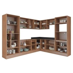 Cozinha Completa Multimóveis com 13 peças Calábria 5461R Nogueira/Branco - 5 Cozinha Completa Multimóveis com 13 peças Calábria 5461R Nogueira/Branco - 5
