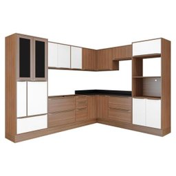 Cozinha Completa Multimóveis com 13 peças Calábria 5461R Nogueira/Branco - 2 Cozinha Completa Multimóveis com 13 peças Calábria 5461R Nogueira/Branco - 2