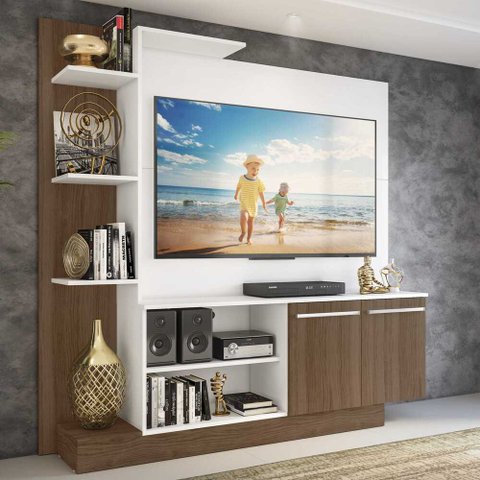 Estante com Painel TV 55" e 2 portas Denver Multimóveis Argila/Branco 