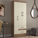 Ver imagem 3 de Quarto Completo com Guarda-Roupa 3 Portas 2 Gavetas e Cômoda 4 Gavetas e 1 Porta Colorido/Castanho/Off-White