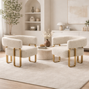 Ver imagem 1 de Kit 02 Poltrona Cadeira Decorativa Sala Clinica Versátil Loy:bouclé Bege