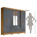 Ver imagem 3 de Guarda Roupa Casal 8 Portas Espelho 4 Gavetas San Lorenzo Plus - Freijó / Cinza Freijó / Cinza