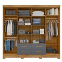 Ver imagem 2 de Guarda Roupa Casal 8 Portas Espelho 4 Gavetas San Lorenzo Plus - Freijó / Cinza Freijó / Cinza