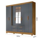 Ver imagem 4 de Guarda Roupa Casal 8 Portas Espelho 4 Gavetas San Lorenzo Plus - Freijó / Cinza Freijó / Cinza