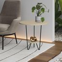 Ver imagem 1 de Mesa Lateral Redonda Industrial Italy Ferro Preto e Tampo Off-white