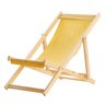 Espreguiçadeira Preguiçosa Dobrável sem Braço Natural em Madeira Maciça Tecido Amarelo - 1