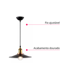 Lustre Pendente Luminária Industrial Vintage Retrô Nordic Loft Inl22 - 3