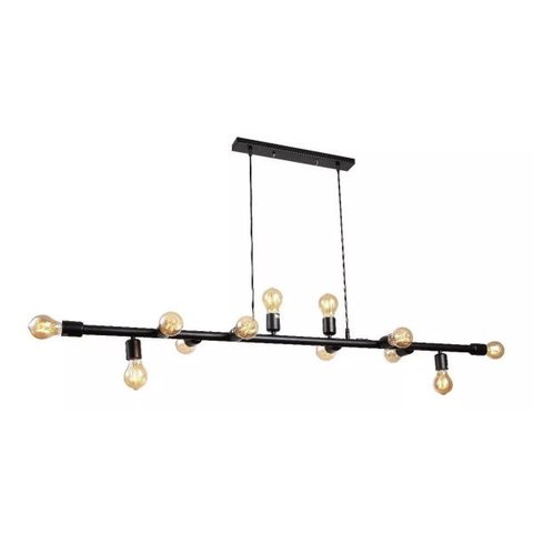 Lustre Pendente Luminária Preto Sputnik Moderno Retrô para 12 Lâmpadas Sala Área Gourmet Inl56