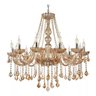 Lustre Candelabro Pendente Luxo Cristal Legitimo Cor Âmbar 12 Braços Sala Quarto Escritório Inl54 - 1