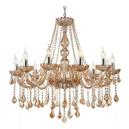 Lustre Candelabro Pendente Luxo Cristal Legitimo Cor Âmbar 12 Braços Sala Quarto Escritório Inl54 - 2