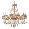 Lustre Candelabro Pendente Luxo Cristal Legitimo Cor Âmbar 12 Braços Sala Quarto Escritório Inl54 - 3