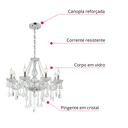 Ver mais imagens de Lustre Candelabro Pendente Luxo Cristal Legitimo Transparente 8 Braços Sala Quarto Escritório Inl50