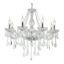Ver imagem 1 de Lustre Candelabro Pendente Luxo Cristal Legitimo Transparente 8 Braços Sala Quarto Escritório Inl50