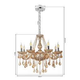 Lustre Candelabro Pendente Luxo Cristal Legitimo Âmbar 8 Braços Sala Quarto Escritório Cozinha Inl51 - 6