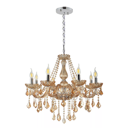 Lustre Candelabro Pendente Luxo Cristal Legitimo Âmbar 8 Braços Sala Quarto Escritório Cozinha Inl51 - 3