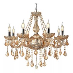 Lustre Candelabro Pendente Luxo Cristal Legitimo Âmbar 8 Braços Sala Quarto Escritório Cozinha Inl51 - 2