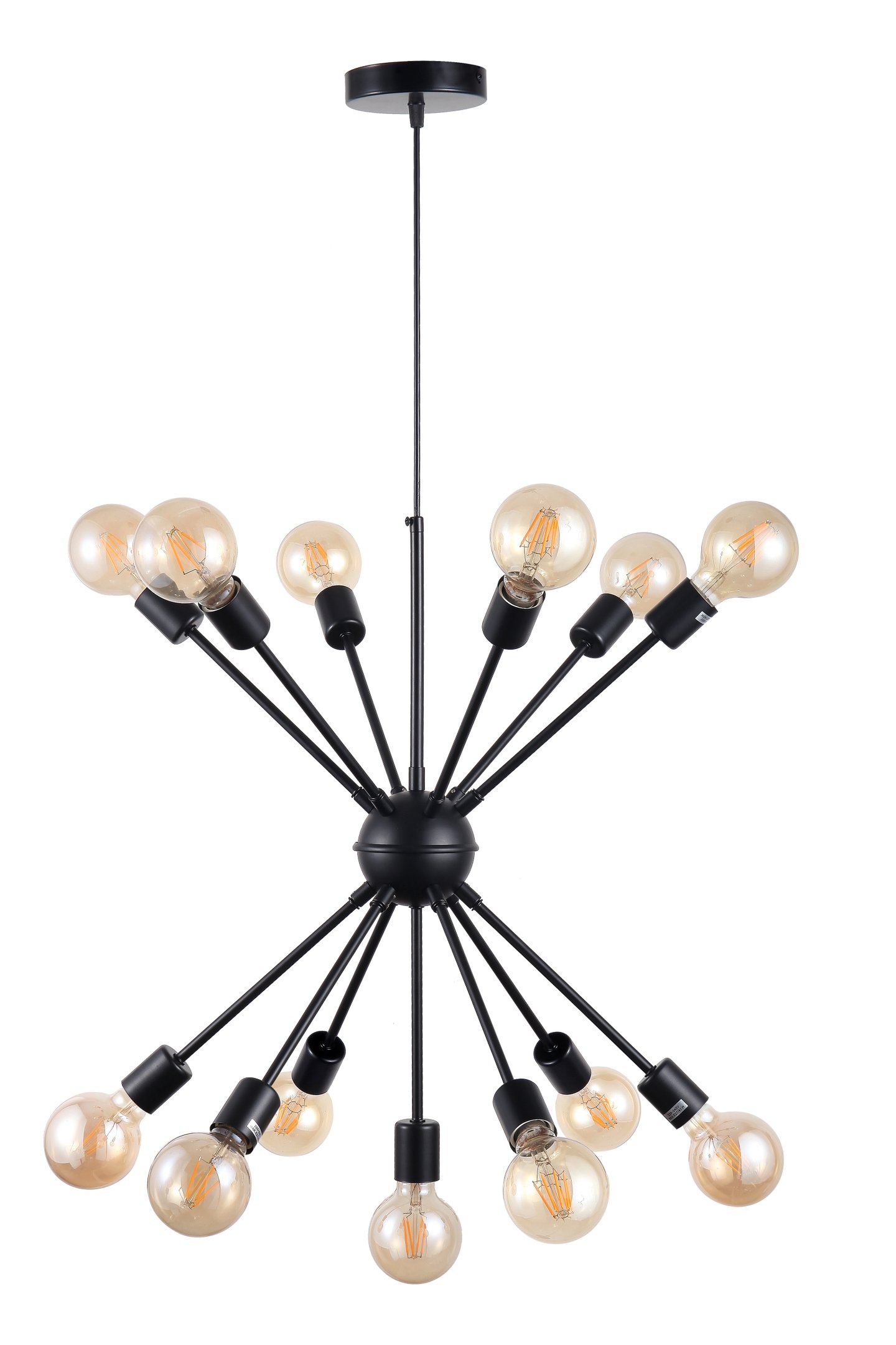 Lustre Pendente Moderno Sputnik Industrial Retrô Preto para 13 Lâmpadas Quarto Sala Escritório Inl55 - 2