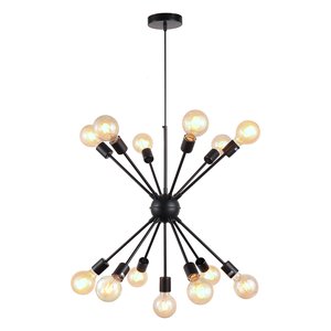 Lustre Pendente Moderno Sputnik Industrial Retrô Preto para 13 Lâmpadas Quarto Sala Escritório Inl55